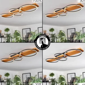 hofstein Pompu Plafonnier LED Écru, Noir, 1 lumière* Lampes Modernes