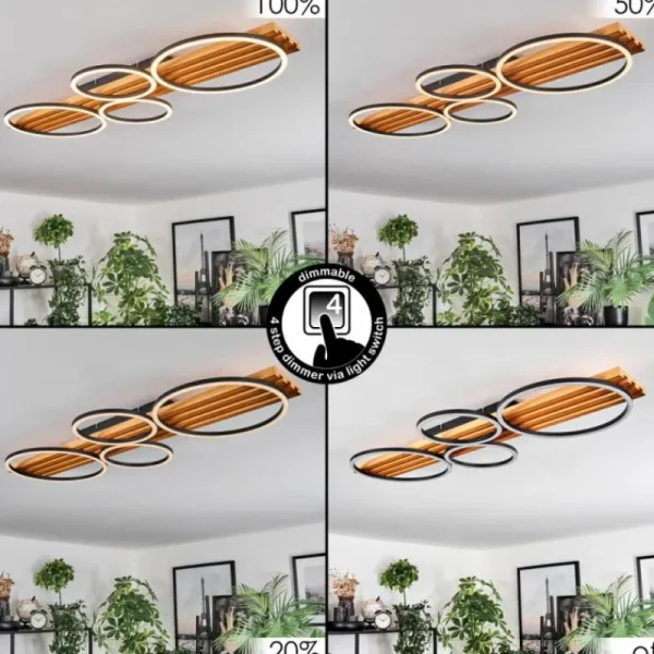 hofstein Pompu Plafonnier LED Écru, Noir, 1 lumière* Lampes Modernes