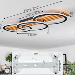 hofstein Pompu Plafonnier LED Écru, Noir, 1 lumière* Lampes Modernes