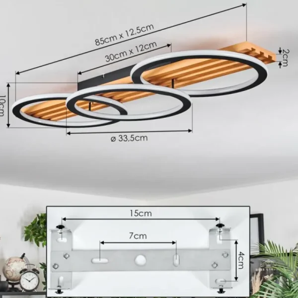 hofstein Pompu Plafonnier LED Écru, Noir, 1 lumière* Lampes Modernes