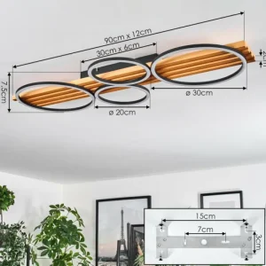 hofstein Pompu Plafonnier LED Écru, Noir, 1 lumière* Lampes Modernes