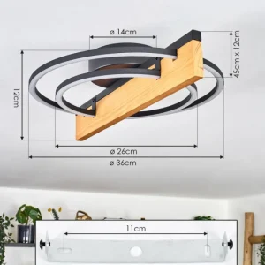 hofstein Pompu Plafonnier LED Écru, Noir, 1 lumière* Lampes Modernes