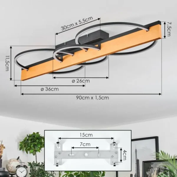 hofstein Pompu Plafonnier LED Écru, Noir, 1 lumière* Lampes Modernes