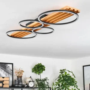 hofstein Pompu Plafonnier LED Écru, Noir, 1 lumière* Lampes Modernes