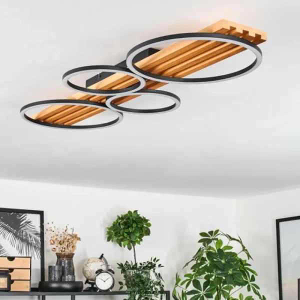 hofstein Pompu Plafonnier LED Écru, Noir, 1 lumière* Lampes Modernes