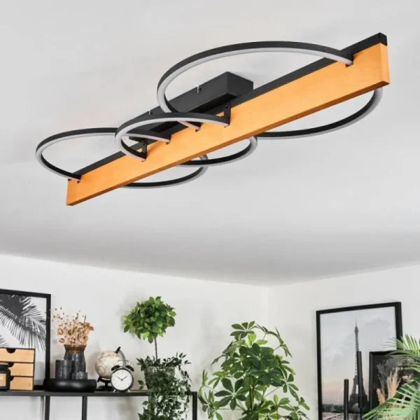 hofstein Pompu Plafonnier LED Écru, Noir, 1 lumière* Lampes Modernes