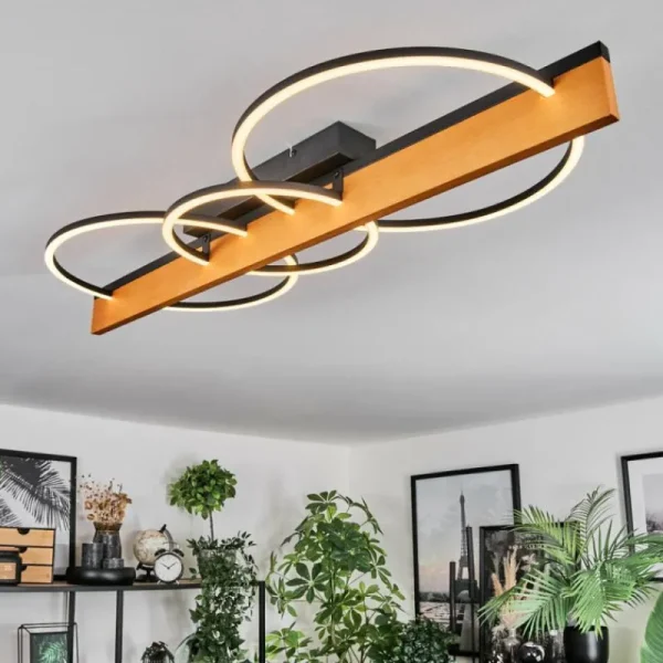 hofstein Pompu Plafonnier LED Écru, Noir, 1 lumière* Lampes Modernes