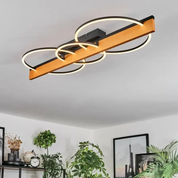 hofstein Pompu Plafonnier LED Écru, Noir, 1 lumière* Lampes Modernes