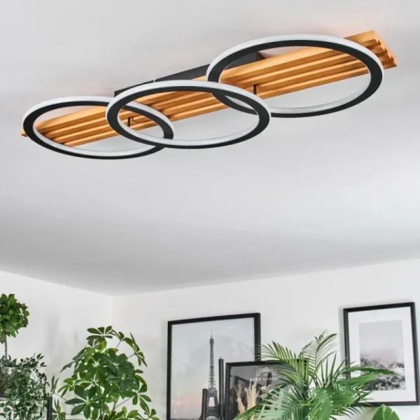 hofstein Pompu Plafonnier LED Écru, Noir, 1 lumière* Lampes Modernes