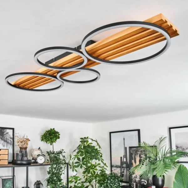 hofstein Pompu Plafonnier LED Écru, Noir, 1 lumière* Lampes Modernes