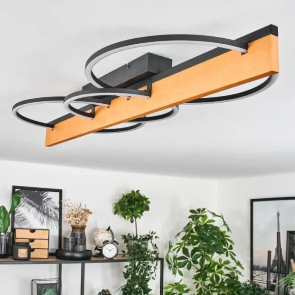 hofstein Pompu Plafonnier LED Écru, Noir, 1 lumière* Lampes Modernes