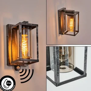 hofstein Portalis Lampe murale d´extérieur Noir, Argenté, 1 lumière, Détecteur de mouvement* Lampes Modernes