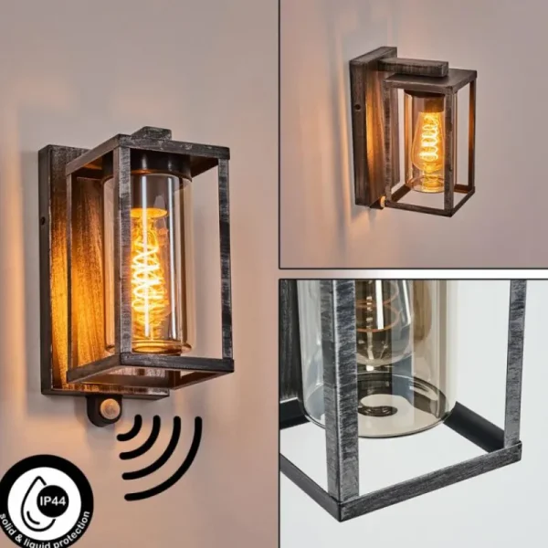 hofstein Portalis Lampe murale d´extérieur Noir, Argenté, 1 lumière, Détecteur de mouvement* Lampes Modernes