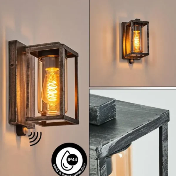 hofstein Portalis Lampe murale d´extérieur Noir, Argenté, 1 lumière, Détecteur de mouvement* Lampes Modernes
