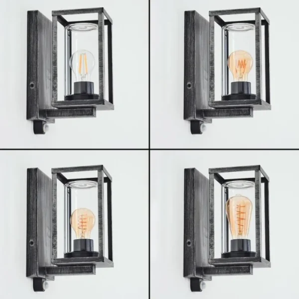 hofstein Portalis Lampe murale d´extérieur Noir, Argenté, 1 lumière, Détecteur de mouvement* Lampes Modernes