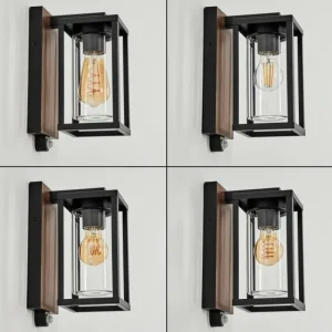 hofstein Portalis Lampe murale d´extérieur Brun, Couleur bois, Noir, 1 lumière, Détecteur de mouvement* Lampes Modernes