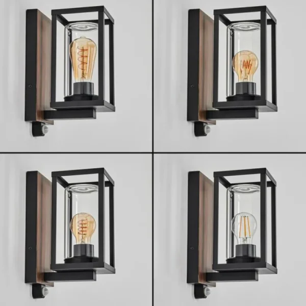 hofstein Portalis Lampe murale d´extérieur Brun, Couleur bois, Noir, 1 lumière, Détecteur de mouvement* Lampes Modernes
