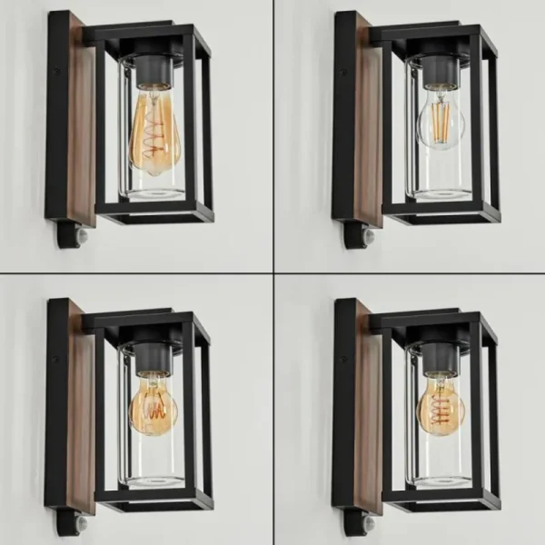 hofstein Portalis Lampe murale d´extérieur Brun, Couleur bois, Noir, 1 lumière, Détecteur de mouvement* Lampes Modernes