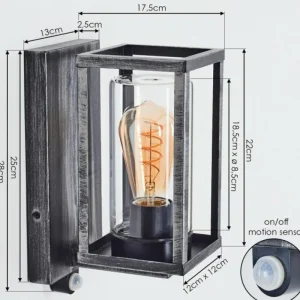 hofstein Portalis Lampe murale d´extérieur Noir, Argenté, 1 lumière, Détecteur de mouvement* Lampes Modernes