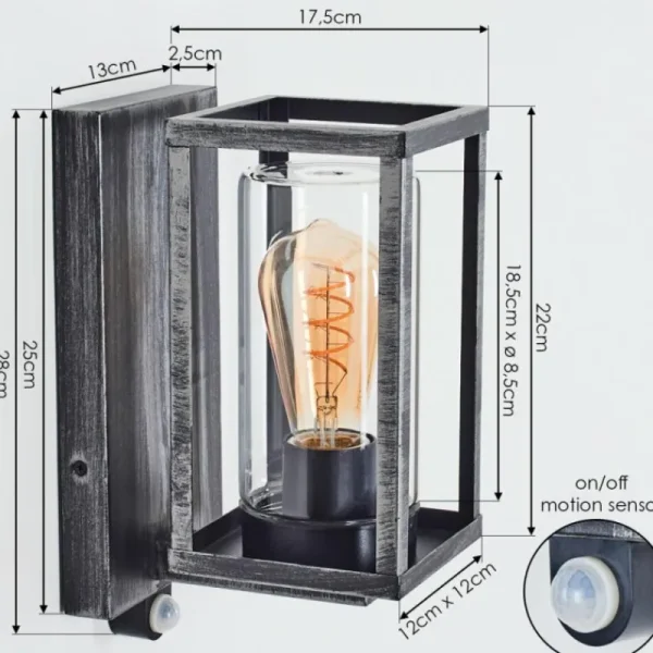 hofstein Portalis Lampe murale d´extérieur Noir, Argenté, 1 lumière, Détecteur de mouvement* Lampes Modernes