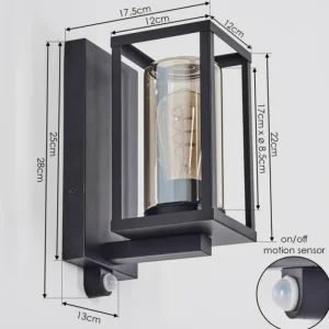 hofstein Portalis Lampe murale d´extérieur Noir, 1 lumière, Détecteur de mouvement* Lampes Modernes