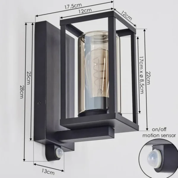 hofstein Portalis Lampe murale d´extérieur Noir, 1 lumière, Détecteur de mouvement* Lampes Modernes