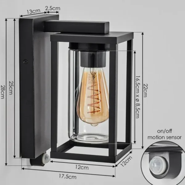 hofstein Portalis Lampe murale d´extérieur Noir, 1 lumière, Détecteur de mouvement* Lampes Modernes