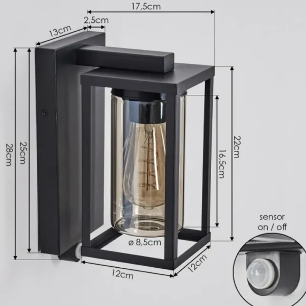 hofstein Portalis Lampe murale d´extérieur Noir, 1 lumière, Détecteur de mouvement* Lampes Modernes