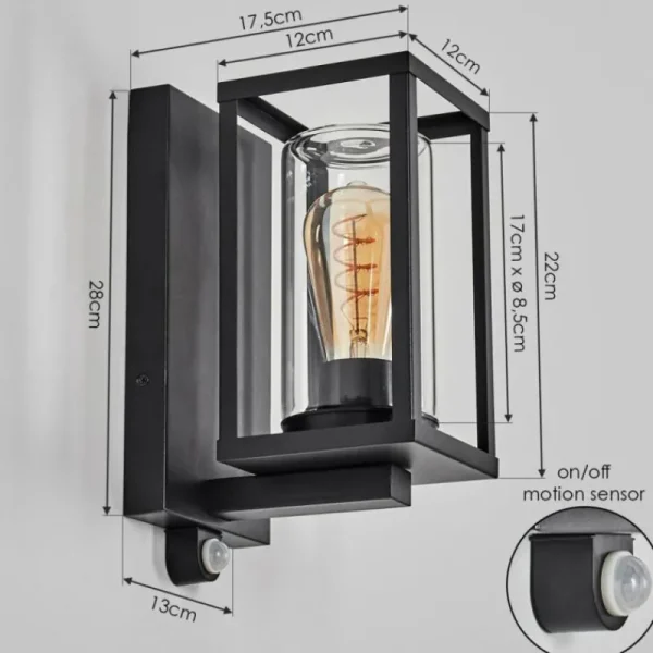 hofstein Portalis Lampe murale d´extérieur Noir, 1 lumière, Détecteur de mouvement* Lampes Modernes