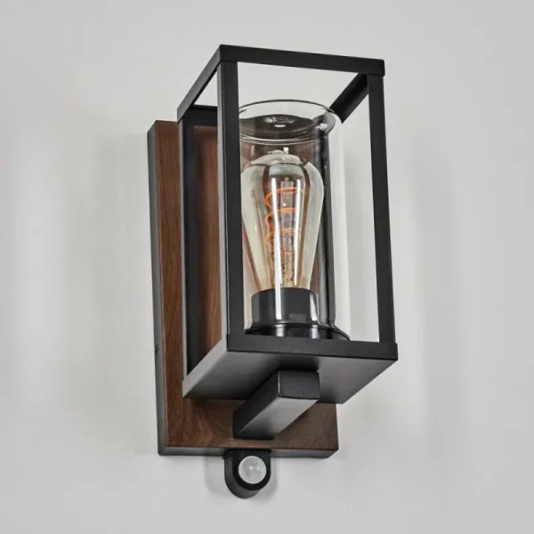 hofstein Portalis Lampe murale d´extérieur Brun, Couleur bois, Noir, 1 lumière, Détecteur de mouvement* Lampes Modernes