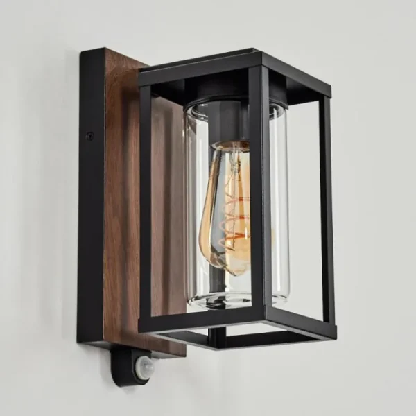 hofstein Portalis Lampe murale d´extérieur Brun, Couleur bois, Noir, 1 lumière, Détecteur de mouvement* Lampes Modernes