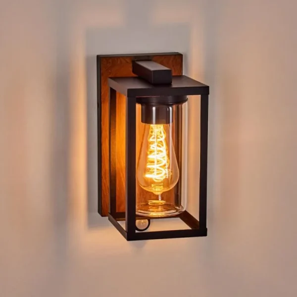 hofstein Portalis Lampe murale d´extérieur Brun, Couleur bois, Noir, 1 lumière, Détecteur de mouvement* Lampes Modernes