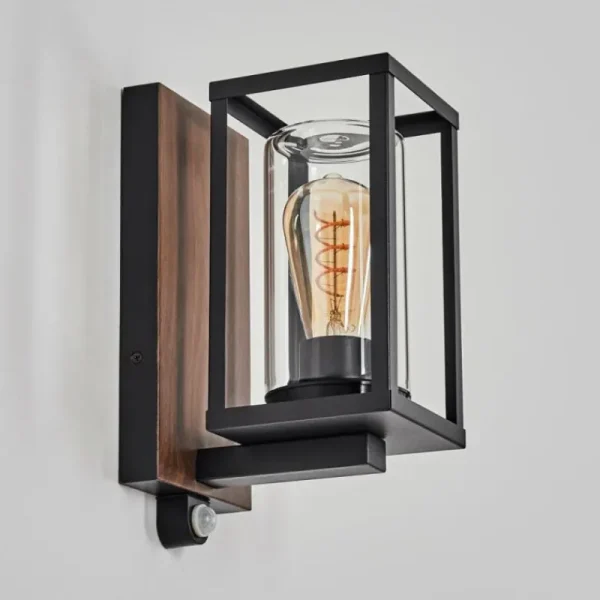 hofstein Portalis Lampe murale d´extérieur Brun, Couleur bois, Noir, 1 lumière, Détecteur de mouvement* Lampes Modernes