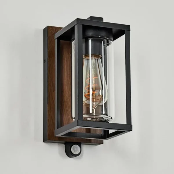 hofstein Portalis Lampe murale d´extérieur Brun, Couleur bois, Noir, 1 lumière, Détecteur de mouvement* Lampes Modernes