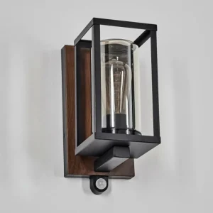 hofstein Portalis Lampe murale d´extérieur Brun, Couleur bois, Noir, 1 lumière, Détecteur de mouvement* Lampes Modernes