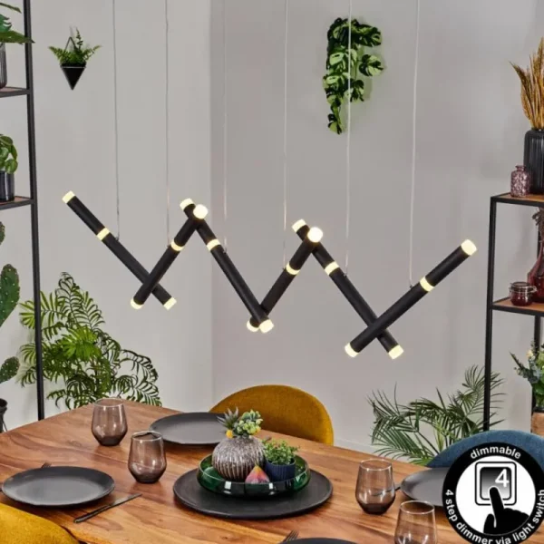 hofstein Pousseline Suspension, Suspension LED Noir, 1 lumière* Lampes Modernes