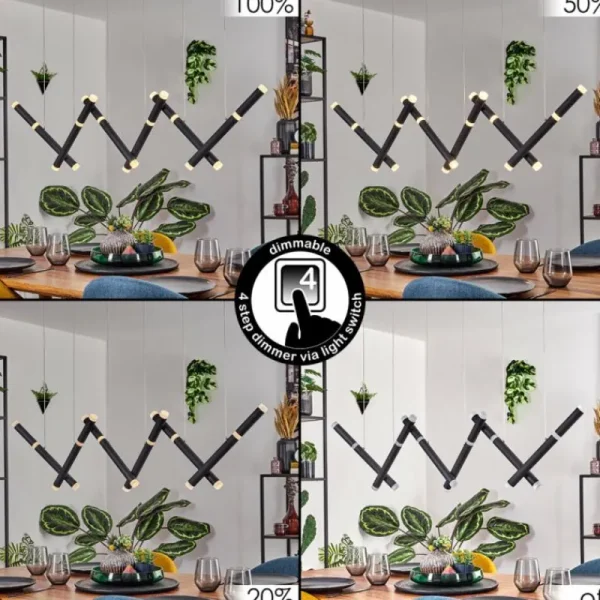 hofstein Pousseline Suspension, Suspension LED Noir, 1 lumière* Lampes Modernes