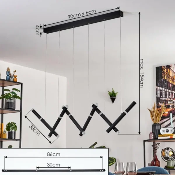 hofstein Pousseline Suspension, Suspension LED Noir, 1 lumière* Lampes Modernes
