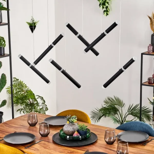 hofstein Pousseline Suspension, Suspension LED Noir, 1 lumière* Lampes Modernes