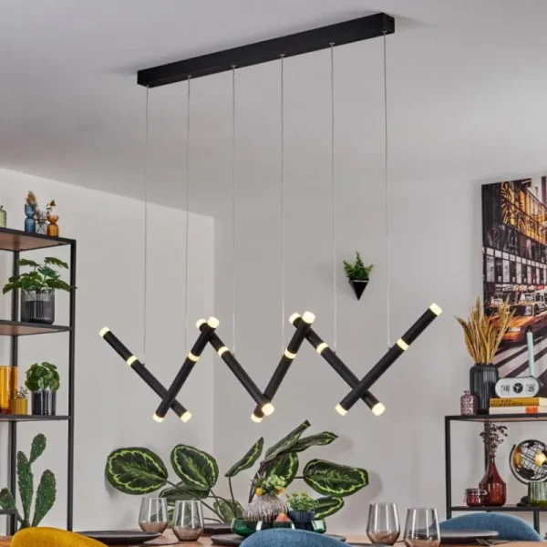 hofstein Pousseline Suspension, Suspension LED Noir, 1 lumière* Lampes Modernes