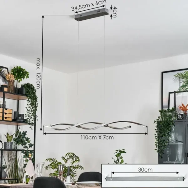 hofstein Radogna Suspension, Suspension LED Argenté, 2 lumières* Lampes Modernes