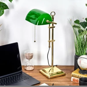 hofstein Ragaz Lampe de banquier, Lampe de bureau, Lampe à poser Laiton, 1 lumière* Lampes En Verre