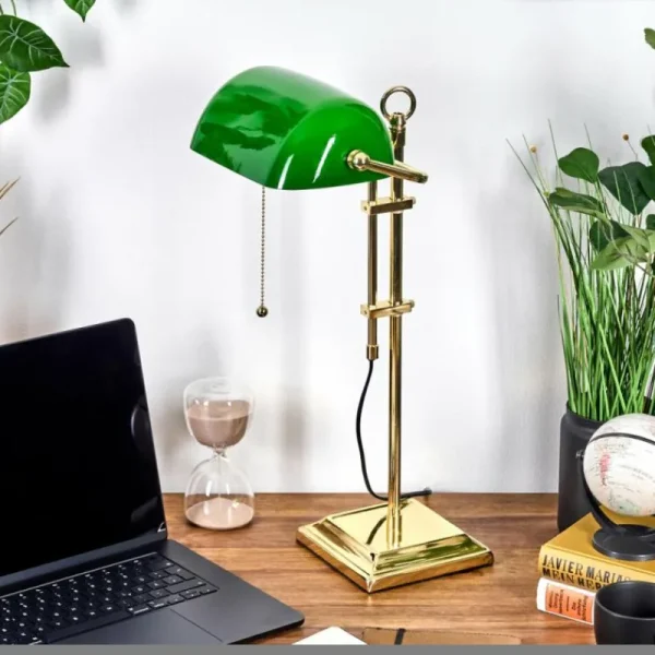 hofstein Ragaz Lampe de banquier, Lampe de bureau, Lampe à poser Laiton, 1 lumière* Lampes En Verre