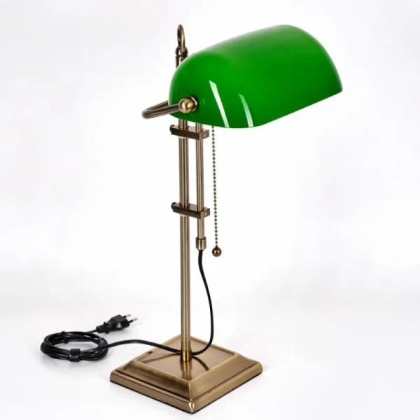 hofstein Ragaz Lampe de banquier, Lampe de bureau, Lampe à poser Vieux laiton, 1 lumière* Lampes En Verre