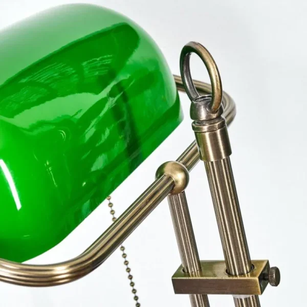 hofstein Ragaz Lampe de banquier, Lampe de bureau, Lampe à poser Vieux laiton, 1 lumière* Lampes En Verre