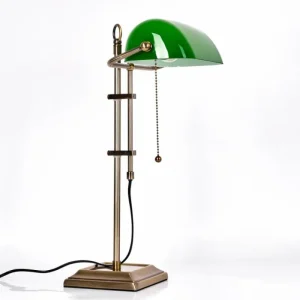 hofstein Ragaz Lampe de banquier, Lampe de bureau, Lampe à poser Vieux laiton, 1 lumière* Lampes En Verre