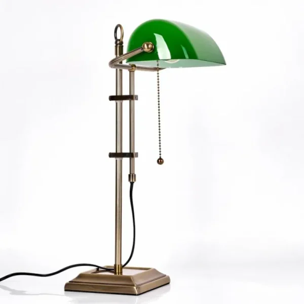 hofstein Ragaz Lampe de banquier, Lampe de bureau, Lampe à poser Vieux laiton, 1 lumière* Lampes En Verre