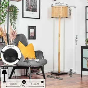 hofstein Ramila Lampadaire Écru, Noir, 1 lumière* Lampes Modernes