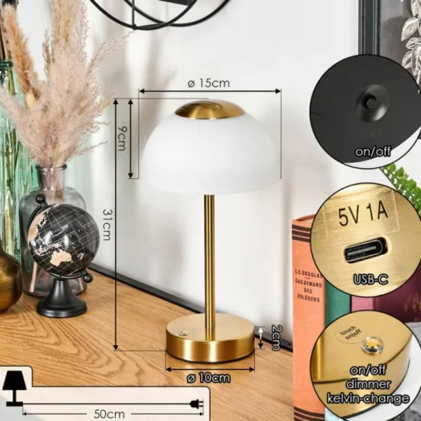hofstein Rands Lampe à poser LED Laiton, 1 lumière* Lampes En Verre