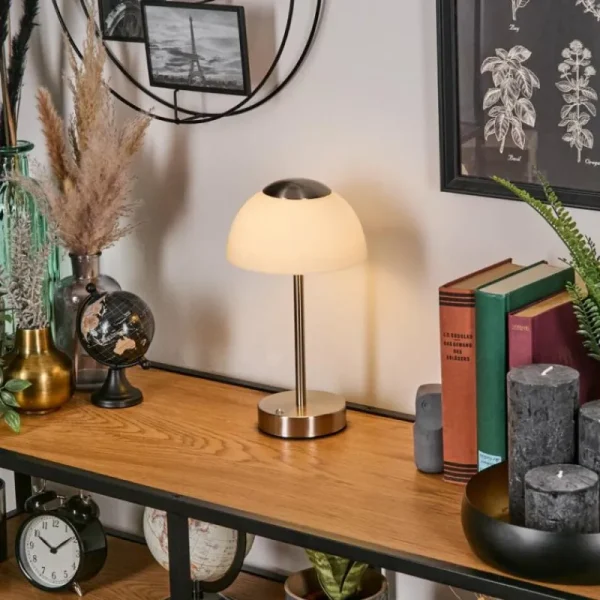 hofstein Rands Lampe à poser LED Nickel mat, 1 lumière* Lampes En Verre
